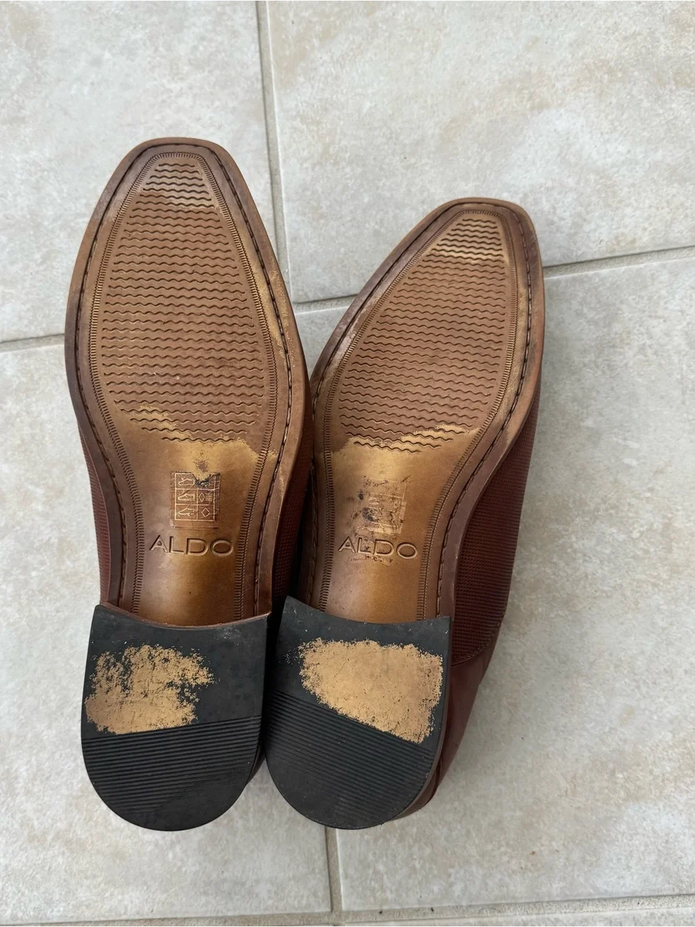 Aldo Dress Shoes Brown Leather Textured Micro Pattern Lace-Up Oxford Derby Men 8